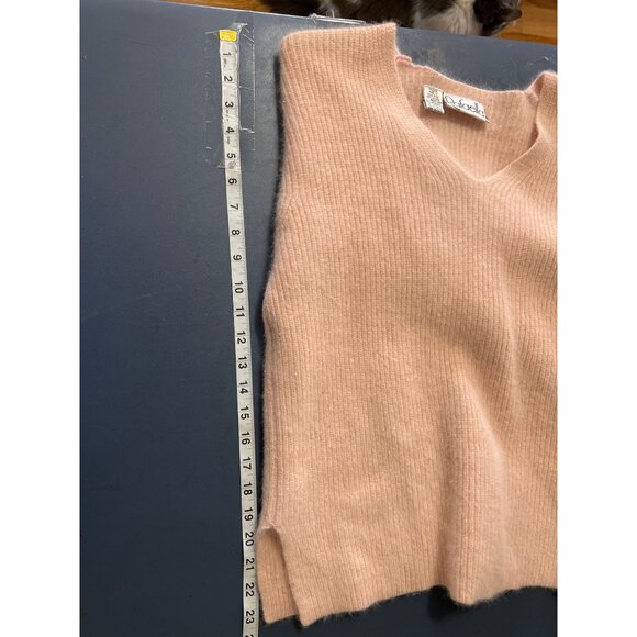 Rafaella M Pink Angora & Lambswool Blend V-Neck Sweater - Picture 9 of 12